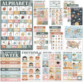 Educational Posters for Preschoolers - Laminated Pre-K and Kindergarten Learning Poster Charts for Toddlers 1-3-5 - Homeschool and Classroom Decor for Kids' Walls (18 Modern Boho Educational Posters)