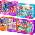QUOKKA Puzzles for Kids Ages 4-6 – 4-Pack 60-Piece Puzzles for Kids – Fairy Tale Jigsaw Puzzle Set with Princess – Quiet Time Toys for Preschoolers – FSC Certified Learning Toy – Gift for 5 Year Olds