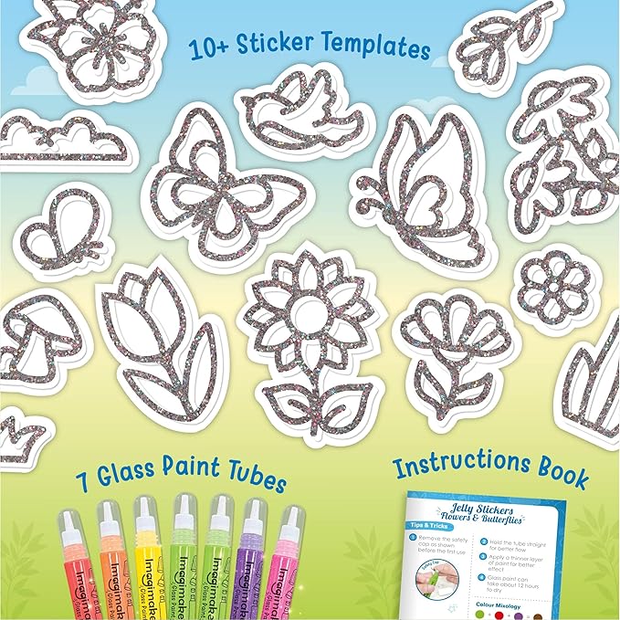 Imagimake DIY Jelly Stickers - Flower & Butterflies | Gel Window Clings | Activities for Kids Ages 3-5 | Kids Art Set | 3,4,5,6,7 Year Old Girl Birthday Gift