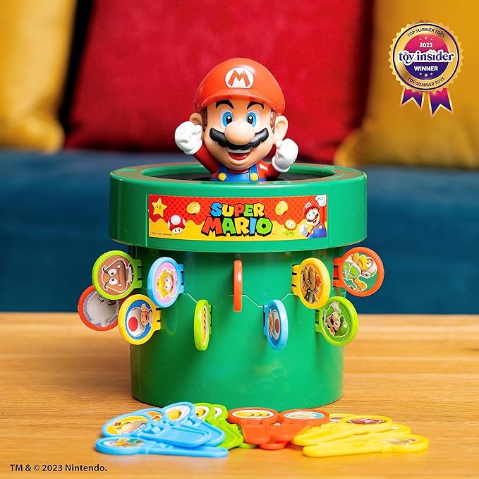 TOMY Pop Up Super Mario Game - Activities for Indoor Recess or Family Game Night - Officially Licensed Super Mario Toys for Kids - 2-4 Players - Ages 4 Years and Up