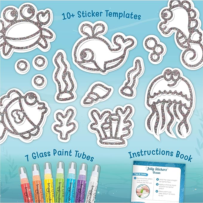 Imagimake DIY Jelly Stickers - Ocean | Gel Window Clings | Activities for Kids Ages 3-5 | Craft Kits for Kids Ages 4-8 | Painting Kit for Boys Ages 5-8 | 3,4,5,6,7 Year Old Girl Birthday Gift