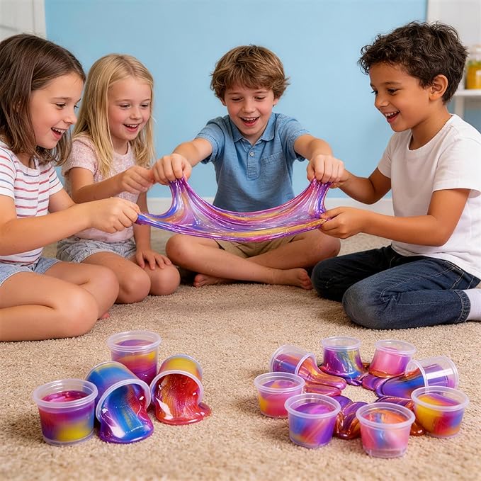 40 Packs Galaxy Slime, Party Favor for Kids Girls & Boys, Adults, Non Sticky, Stress & Anxiety Relief, Wet, Super Soft Sludge Toy,Easter Basket Stuffers