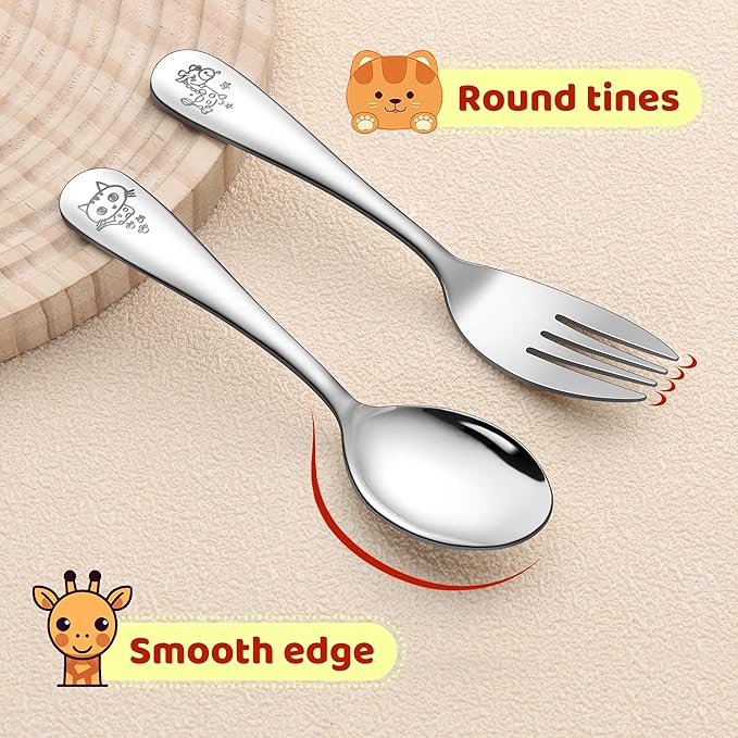 LIANYU 10-Piece Toddler Utensils Set, Stainless Steel Children Silverware Set with Kids Forks and Spoons, Kids Utensils Cutlery, Toddler Flatware for Preschooler and Child, Dishwasher Safe