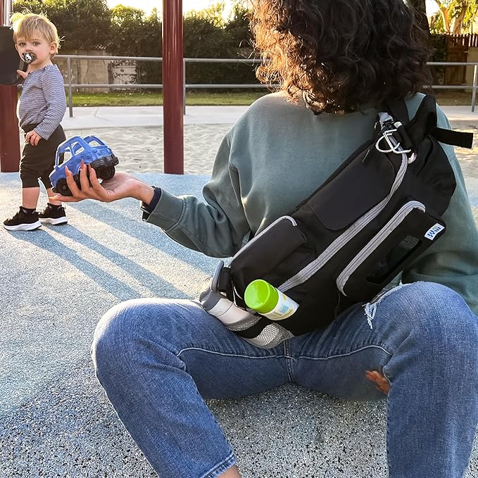 Lil & Mil Crossbody Diaper Bag with Wipes Pocket | Convenient Small Diaper Bag | Doubles as Hanging Stroller Organizer with Cup Holder, Cell Phone Holder & Wipes Pocket - Tot Tote