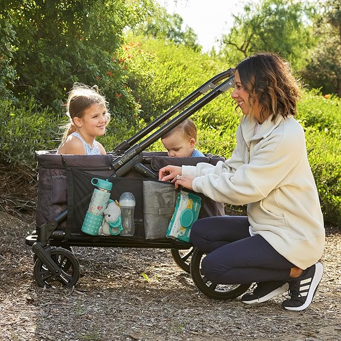 J.L. Childress Universal Stroller Wagon Netting - Mesh Stroller Wagon Organizer with Large Storage Pockets, Adjustable Hooks, Baby Accessories & Cargo Storage Attachment, Easy Install