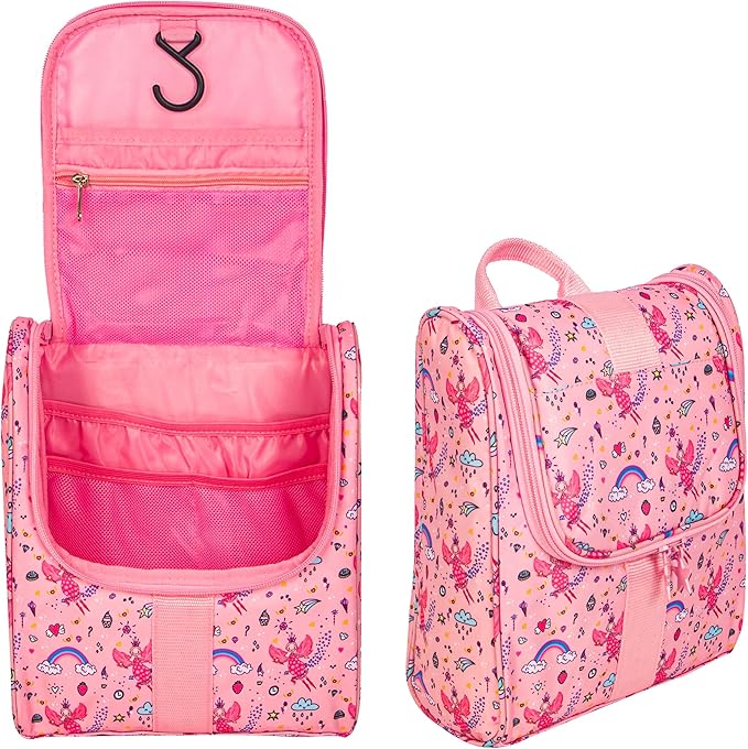 Remobia Hicol Cute Cartoon Hanging Kids Toiletry Bag Children Travel Cosmetic Makeup Organizer Wash Bag Shower bag Over Night Bag Camping Shaving Kit Bag for Boys & Girls(Fairy)