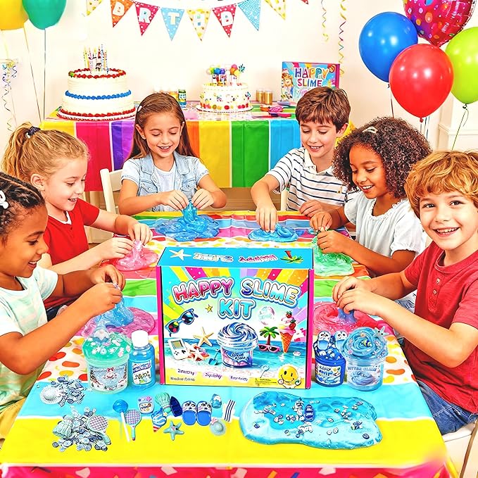 8 Pack Summer Butter Slime Kit for Girls and Boys,Party Favors Stretchy and Non-Sticky, Stress Relief Toy,Soft DIY Slime for Kids Birthday Gift Christmas Stocking Stuffers