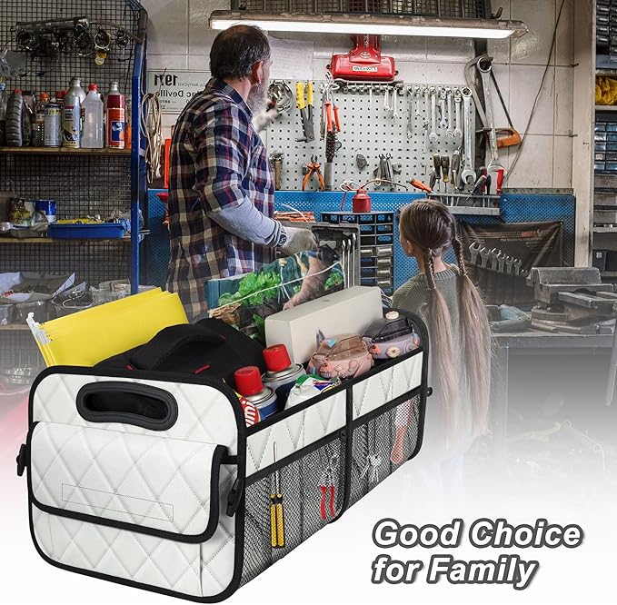 Deosk Trunk Organziers and Storage with 6 Big Pocket,Car Accessories for Women/Men 50L Waterproof Polyester Trunk Organzier for Car/SUV/Minivan/Truck(Medium, Beige)