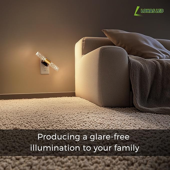 L LOHAS LED Night Light Rotating,[2 Pack] Night Lights Plug into Wall, Auto Light Sensor Nightlight Dimmable 100LM, 3000K Soft Light, LED Acrylic Bubble Nightlight Plug in for Bedroom Bathroom Hallway