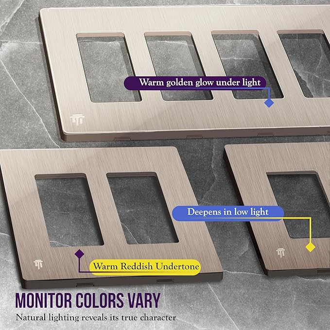 ENERLITES Elite Series Screwless Decorator Wall Plate Child Safe Outlet Cover, Gloss Finish, Size 4-Gang 4.68" H x 8.30" L, Unbreakable Polycarbonate Thermoplastic, SI8834-BNK, Brushed Nickel