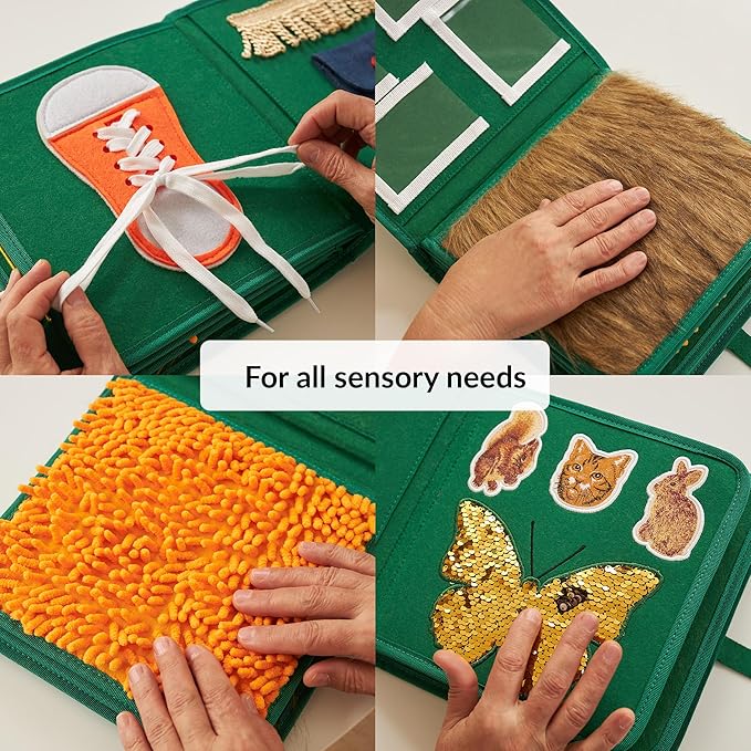 Fidget Book for Elderly | Fidget Blanket for Dementia | Dementia Products for Elderly | Gift, Activities and Fidget Toys for Seniors with Alzheimer’s or Dementia | Fidget Book v2