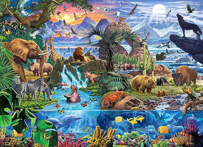 Puzzles for Kids Ages 6-8 8-10 Year Old - World Wildlife Panorama,200 Pieces Jigsaw Puzzles for Kids, Learning Educational Toys for Boys and Girls