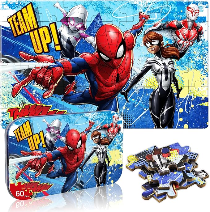 Kids Puzzles Ages 3-8, 60 Pieces Piece Jigsaw Puzzles in Metal Box, Educational Learning Toys for Boys and Girls, Premium Puzzle Games