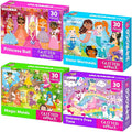 QUOKKA Puzzles for Toddlers 3-5 – Shimmer 4-Pack 30 Pieces Puzzles for Kids Ages 2-4 - Fairy Tale Jigsaw Set with Princess Unicorns for Kids 4-6 Years, Gift for 3 Year-Old Boy Girl, FSC Certified Toy