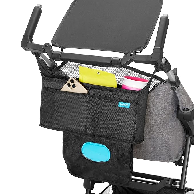 Munchkin® Brica® Stroller Organizer Bag - Universal Fit with Cup Holders and Wipes Case, Fits UPPAbaby, Evenflo, BabyTrend and More, Black (Pack of 4)
