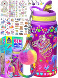 PURPLE LADYBUG Decorate Your Own Water Bottle Kit for Girls - Gift for Girls Ages 5 6 7 8 9 10 Year Old Girl Birthday Gift, Unicorn Toys Crafts Kids Ages 6-12 Mothers Day Crafts for Kids