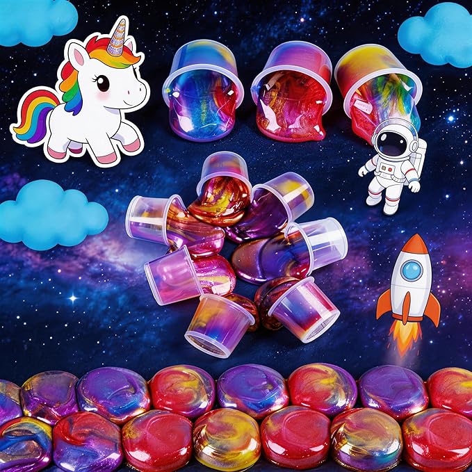 40 Packs Galaxy Slime, Party Favor for Kids Girls & Boys, Adults, Non Sticky, Stress & Anxiety Relief, Wet, Super Soft Sludge Toy,Easter Basket Stuffers