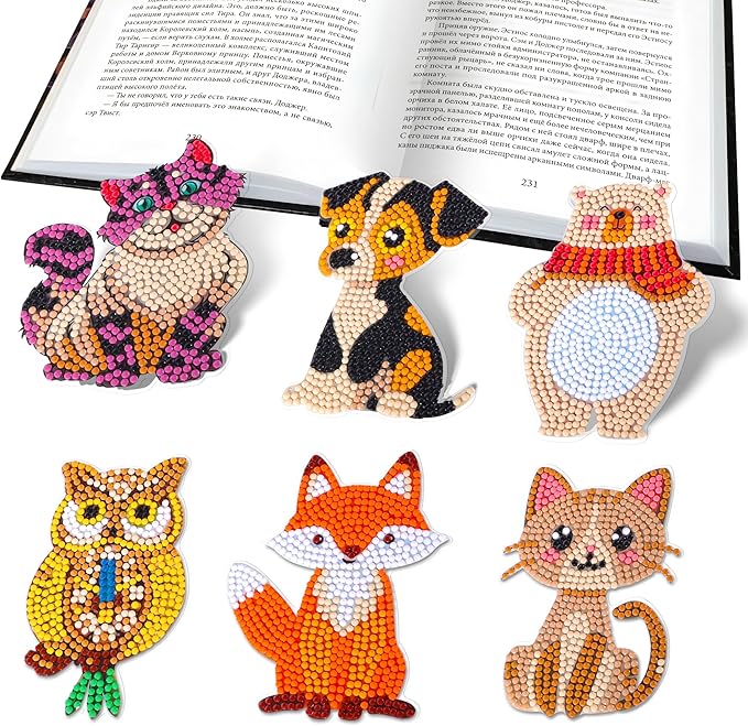YiConfety Diamond Painting Kits, Kids Diamond Art Gift, Gem Art Kits for Girls Birthday, Arts and Crafts for Kids Ages 6 8 10 (Animal)