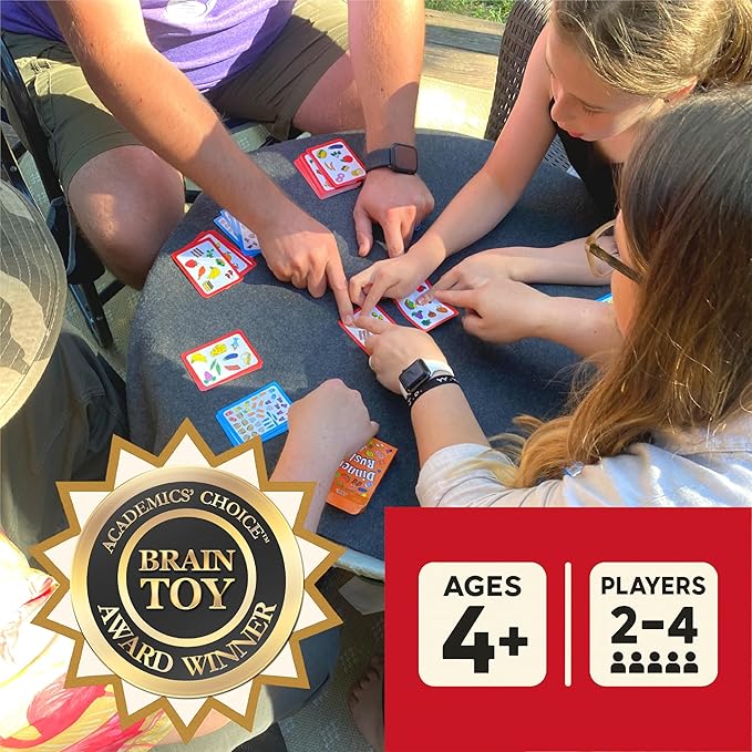 Dinner Rush Card Game - Pocket-Sized Kids Restaurant Activities - 2-in-1 Picture and Quantity Matching - Smart Card Games - Matching Games for Kids - 2-4 Players, Ages 4-8