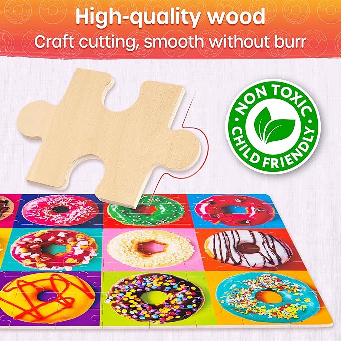 SYNARRY 100 Piece Puzzles for Kids Ages 4-6 6-8, Wooden 100 Piece Puzzle, 4 5 6 7 8 Year Old Puzzles for Kids Ages 4-8, Cat Dog Flower Donut Jigsaw Puzzle Easter Gifts for 3+ Years Old Boys Girls
