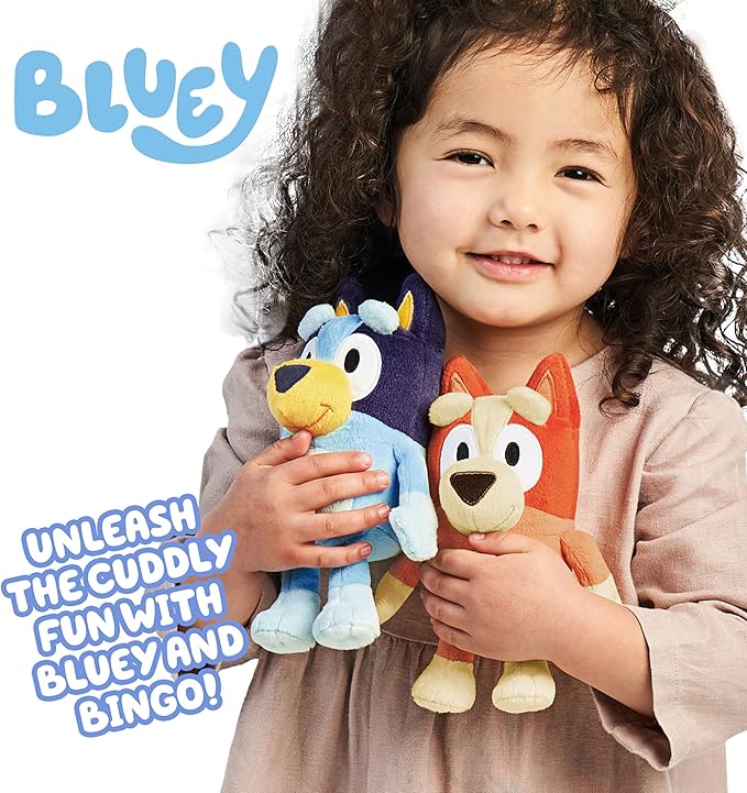 Bingo & Bluey Plush Toys Bundle – Exclusive 2-Pack Soft Bluey Toys, Deluxe Fabric, Embroidered Detail, Plush Characters for Show Time or Story Time
