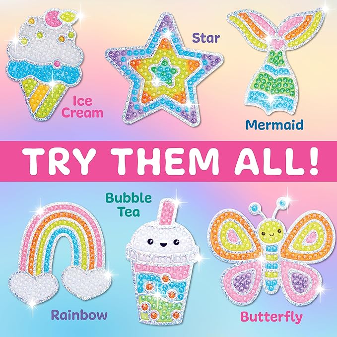 Creativity for Kids Bubble Gem Super Sticker: Rainbow, Diamond Art Kits for Kids, Mini Craft Kit and Spring Crafts for Girls, Window Art Craft Kits for Girls (Ages 6+)