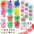 12 x 80 mL Big Slime Kit, 32 FL OZ Slime Includes 6 Butter & 6 Clear Crystal Slimes, 38 Pcs Slimes Pack with Charms & Jelly Cube Add-ins, Party Favors for Kids