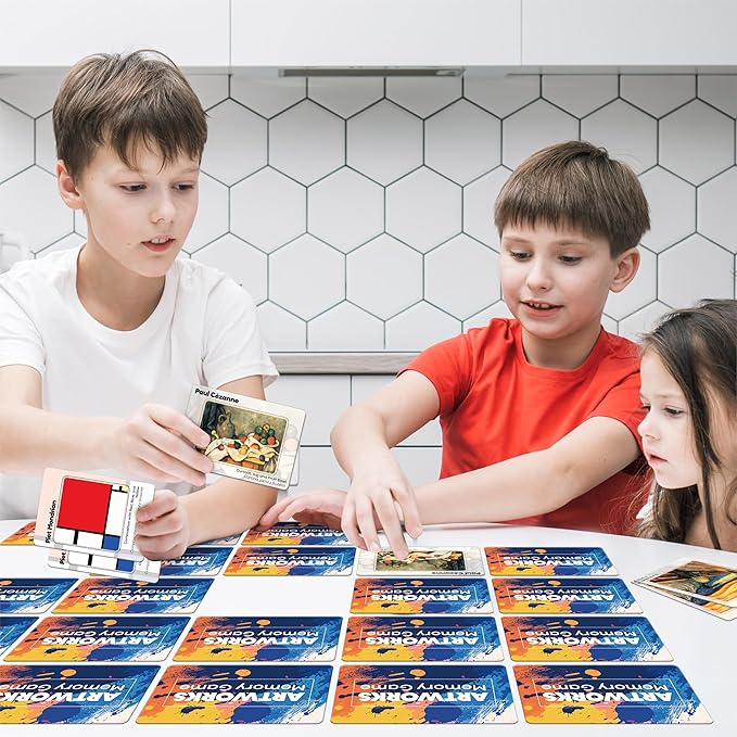 80 PCS Artwork Matching Game, 40 Famous Painting Memory Cards Bilingual Language Picture Match Game, Educational Learning Toys Enhance Memory & Matching Skills for Kids Ages 3 and Up