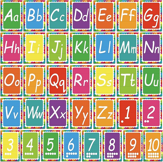 36 Alphabet Bulletin Board Set, Alpethabet Line ABC Number Poster Classroom Decorating Set Preschool English Posters Kindergarten Elementary Classroom Wall Decor Nursery Homeschool Supplies (Bright)