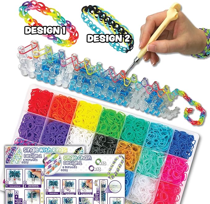Rainbow Loom MEGA Combo Set, Features 7000+ Colorful Rubber Bands, 2 Step-by-Step Bracelet Instructions, Organizer Case, Great Gift for Kids 7+ DIY Craft, STEAM