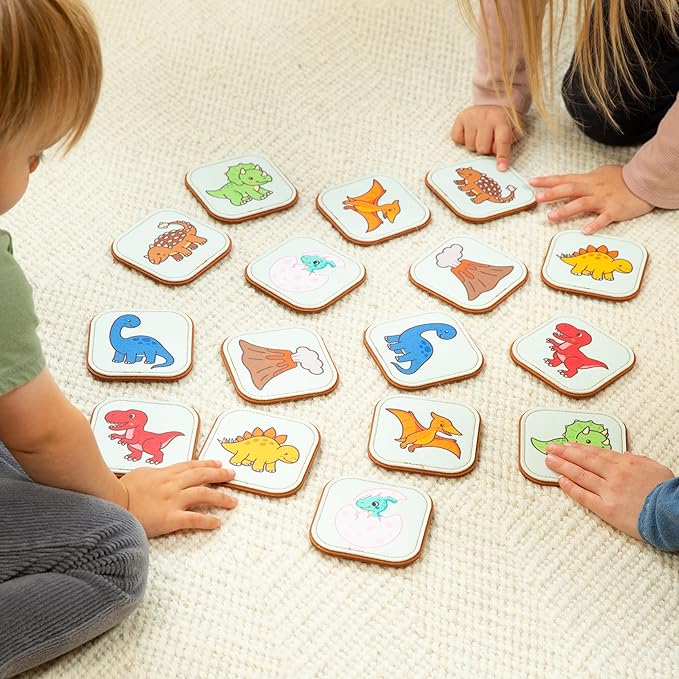 Felt Dinosaur Matching Game for Toddlers – Dino Memory Game & Flash Cards – Soft and Safe for Ages 1+ – Montessori Preschool Learning Activity – Educational Dinosaur Toy for Girls & Boys
