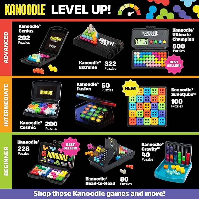 Educational Insights Kanoodle - Original 3D Brain Teaser Puzzle,Single Player Mind Challenge Toys,Handheld Travel Games,Challenging Logic Puzzles and Gifts for Kids,Teens & Adults Ages 7+,(Pack of 2)