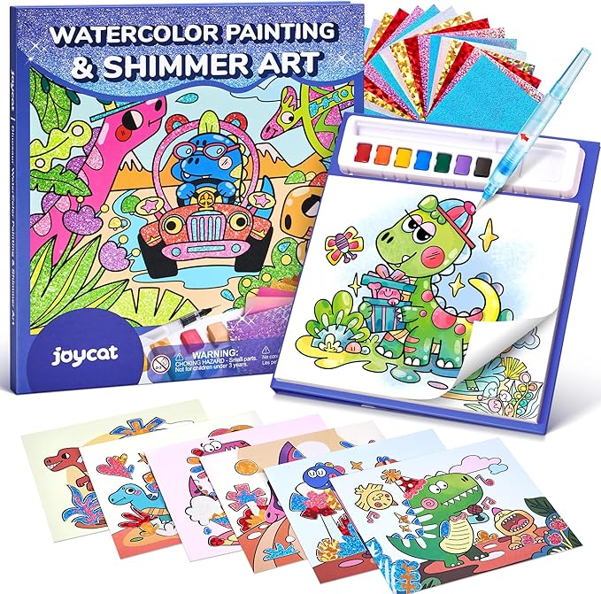 JoyCat Paint with Water Coloring Books, Art & Craft Activity, No Mess Art for Kids Ages 4-8, Craft Kits & Supplies, DIY Creative Activity, Gifts for Girls & Boys (Dinosaurs)