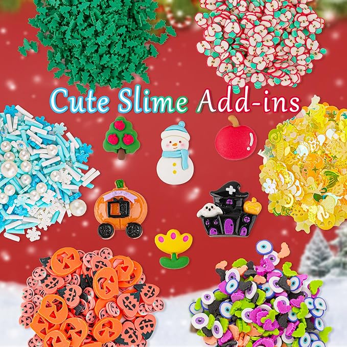 6 Pack Glitter Crunchy Slime Kit, Rainbow Slime for Kids, Christmas Stocking Stuffers, Slime Party Favors Sensory Toys, Holiday Birthday Easter Hallowmas Christmas Girls Gift & Boys Gift