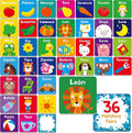 Hebayy Spanish Memory Matching Game, 72 PCS First Words Matching Cards for Toddlers, 36 Pairs Memory Cards Educational Toys Preschool Spanish Learning Activities for 4 5 6 Years Old