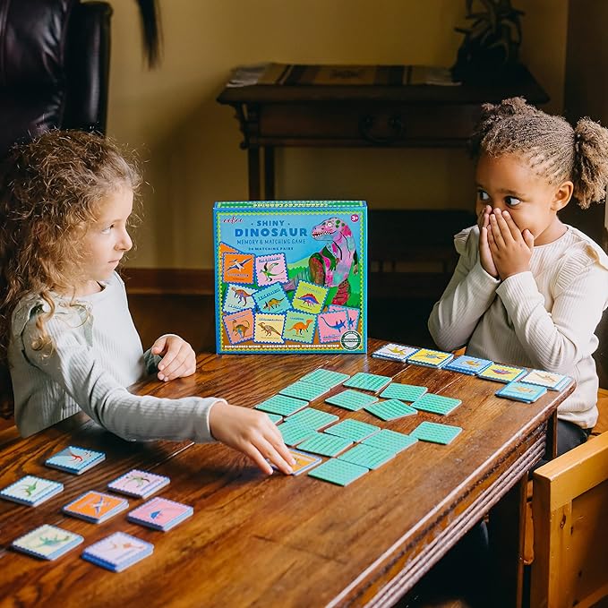eeBoo: Memory and Matching Game- Shiny Dinosaur- 24 Pairs, Develops Recognition, Concentration, Memory & Vocabulary Skills, Age 3+