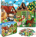 LELEMON Puzzles for Kids Ages 4-6, Farm 60 Piece Puzzles for Kids in a Metal Box, Educational Jigsaw Puzzles Childrens Puzzle Games Puzzle Toys for Girls and Boys