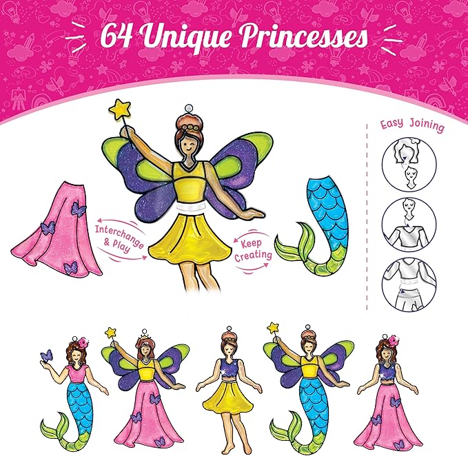 Imagimake Window Art Princess & Unicorn | DIY Suncatcher Kit for 5-8 Year Old Kids | Princess & Unicorn Toys for Girls Age 5,6,7,8 | Art & Craft Kits for Ages 6-8 | Birthday Gifts for 6 Year Old Girls