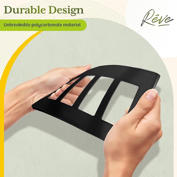 TG Screwless Decorator Wall Plates Child Safe Outlet Covers, Size 4-Gang 4.50" H x 8.10" L, Unbreakable Polycarbonate Thermoplastic, UL Listed, Glossy, Black (2 Pack)