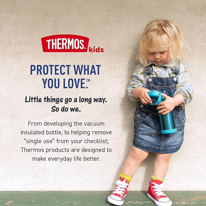 THERMOS FUNTAINER Water Bottle with Straw - 12 Ounce - Kids Stainless Steel Vacuum Insulated Water Bottle with Lid, Night Trek