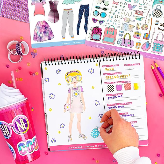 Fashion Angels Designer Kit for Girls, Fashion Activity Sticker Book with 700+ Stickers, Road Trip Essentials, Ideal for Kids Ages 6+