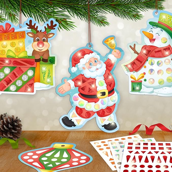 Imagimake Mirror Mosaic Christmas Kids Art Set | DIY Craft Kit | Foil Stickers for Kids | Christmas Activities| Mosaic Kit | Travel Toys | Fun Christmas Gifts for Grandkids Ages 3,4,5,6,7,8