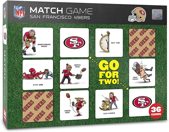 YouTheFan NFL Officially-Licensed Memory Match Game - Humorous, Team-Specific, Original Hand-Drawn Artwork, Fun for The Whole Family, for Fans Young and Old