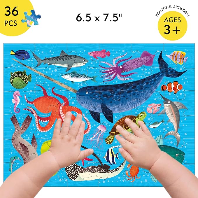 Mudpuppy Ocean Life – 36 Piece Puzzle to Go Featuring Colorful Sea Creatures Perfect Travel Activity for Children Ages 3 and Up
