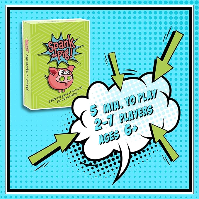 Spank The Pig! - Hilarious & Fun Family Card Game for Kids, Teens & Adults, Funny Fast Paced Games for 2-7 Players