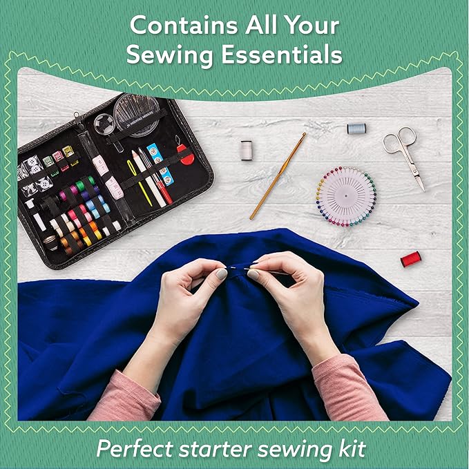 ARTIKA Sewing Kit for Adults and Kids (142 PCS) - Small Beginner Set w/Multicolor Thread, Needles, Scissors, Thimble & Clips - Emergency Repair and Travel Kits - Sewing Accessories and Supplies