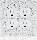 Shiny Silver Double Duplex Outlet Cover Plate,Glitter Never Peel Off,2-Gang 5.1''x5.1'',Bling Decor for Girls Room