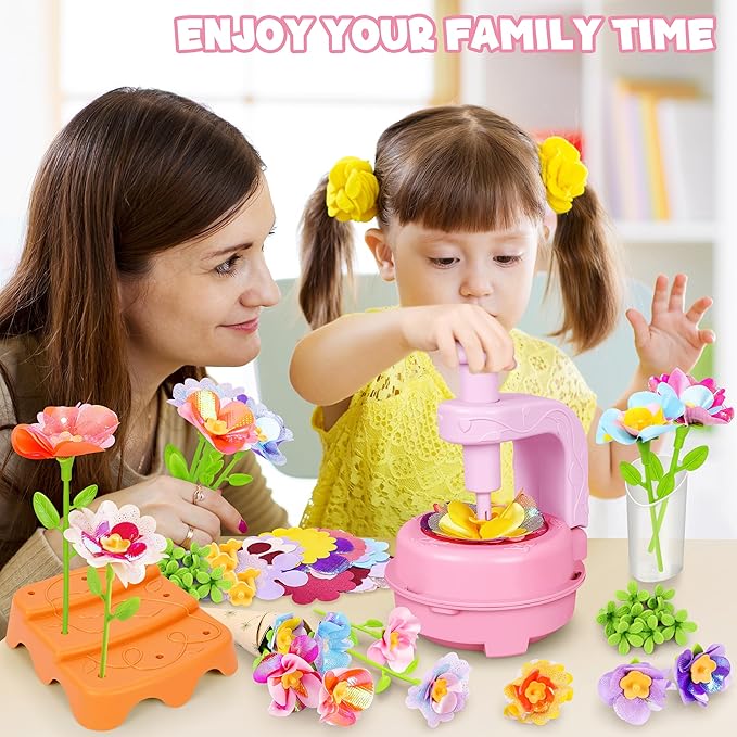 Fabric Flower Bouquets Toys, DIY Craft Kits Toys for Kids - Flowers Market Toy, Build Your Flower Bouquet, Arts & Crafts for 4+ Year Toddler Girl, Educational Activity Preschool B-Day Gifts