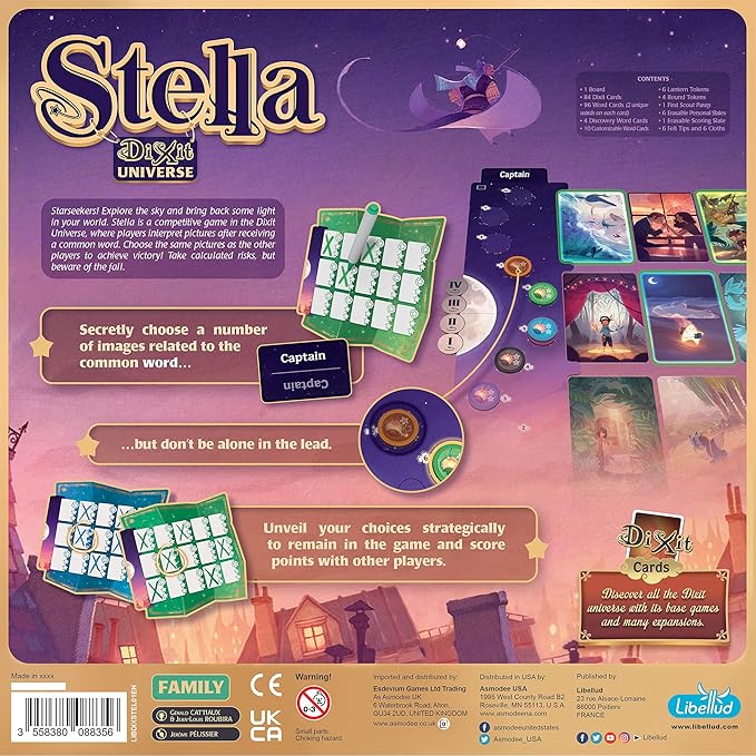 Asmodee Stella: Dixit Universe Board Game - Competitive Sky Exploration Image Association and Strategic Guessing, Fun Family Game for Kids and Adults, Ages 8+, 3-6 Players, 30 Min Playtime