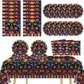 Mexican Fiesta Party Supplies Serves 24 Mexican Party Paper Plates Napkins Mexico Mayo Decorations Datura Flower Serape Tablecloth Set Tableware Kit for Day of The Dead Pinata Taco Ponchos Dance